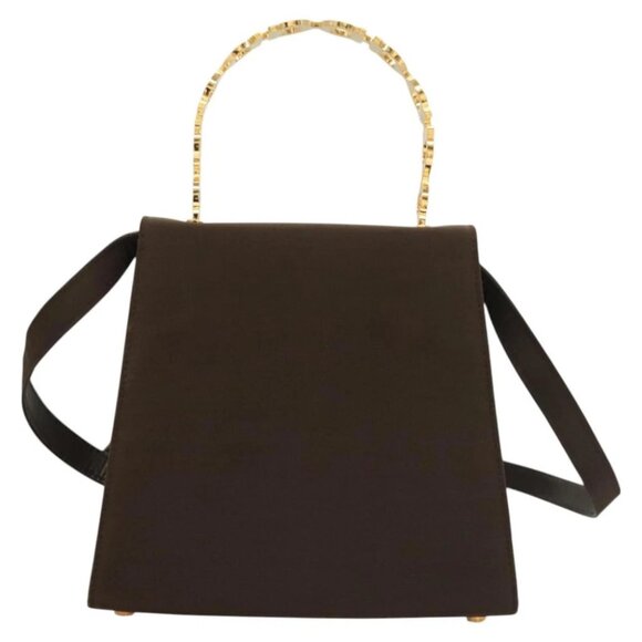 Salvatore Ferragamo Gancini Hand Bag Nylon 2way Brown Gold - Picture 2 of 14